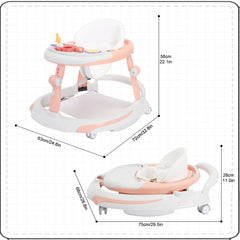 UBRAVOO Foldable Baby Walker with O-shaped legs & multi-function Rollover prevention, 6-18 Months, Adjustable Height, Music Toy