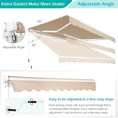 13'×10'Patio Awning Retractable Awning Sun Shade Awning Cover Outdoor Patio Canopy Sunsetter Deck Awnings