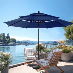 10ft Patio Umbrellas, Outdoor 3 Tier Vented Large Market Table Umbrella with 8 Sturdy Ribs and 1.5" Umbrellla Pole