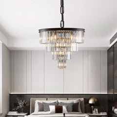 Contemporary Crystal Modern Chandeliers Crystal Ceiling Chandelier 4 Tier Black Chandelier Lighting(Bulbs Not Included)