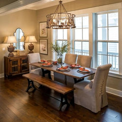 Rustic Chandeliers for Dining Room, 6 Lights Western Light Fixture, Vintage Chandelier for Bedroom, Bear Metal Ceiling Light F