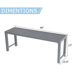 Outdoor Metal Backless Bench Set of 2, 46" Patio Garden Bench for Outdoor, All Wheather Outdoor Bench for Garden, Backyard