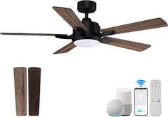 52 "Smart Low Profile ceiling Fans with Lights Remote,Quiet DC Motor,Outdoor Indoor Flush Mount Fan,Control WIFIAle