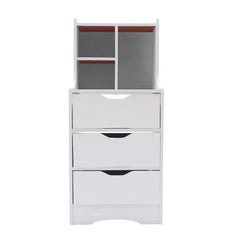 White Nightstand with 3 Drawers, Bedside Table Organizer for Bedroom & Living Room