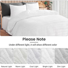 Duvet Cover Queen Size, Navy 3 Pieces Boho Tufted Duvet Cover Set, Soft and Lightweight Microfiber Comforter Cover Set