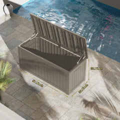 230 Gallon Lockable Resin Deck Box, Waterproof & UV-Resistant Outdoor Storage Box for Outdoor Cushion Storage and Delivery Stora