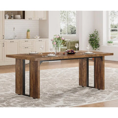 Rustic Farmhouse Dining Table for 6-8 People – Large Rectangular Kitchen & Dining Room Table