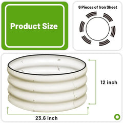 3 Pcs 2x2x1ft Round Galvanized Raised Garden Bed Kit Outdoor, Metal Planter Box for Planting Plants Vegetables, White