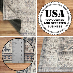 Machine Washable Area Rug Runner - Living Room Bedroom Bathroom Kitchen Entryway Office - Padded Low Pile Stain Resistant Premiu