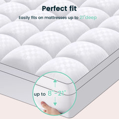 Extra Thick Mattress Pad Cover for Back Pain,Cooling Mattress Protector with 8-21 Inch Deep Pocket
