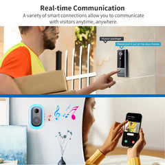Wireless Smart Video Doorbell, WiFi home Security Camera, Two-way Audio, Night Vision, Battery,Home Burglar Alarm
