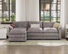 119” Modern L-Shaped Modular Sectional Sofa – Deep Seat Couch with Reversible Ottoman