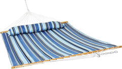 Double Quilted Fabric Hammock with Universal Steel Stand - 450-Pound Capacity - Black Stand