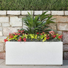 PolyStone Milan Tall Modern Outdoor/Indoor Rectangular Trough Planter, 46" L X 17" W X 19" H, Lightweight, Heavy Duty
