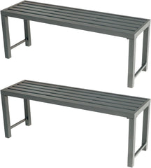 Outdoor Metal Backless Bench Set of 2, 46" Patio Garden Bench for Outdoor, All Wheather Outdoor Bench for Garden, Backyard