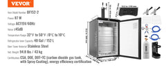 SucceBuyBeer Kegerator Dual Tap Draft Beer Dispenser Full Size Keg Refrigerator with CO2 Cylinder Shelves Drip Tray & Rail Black