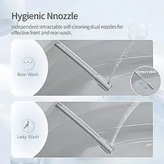 Non-electric One Piece Elongated Bidet Toilet for Bathroom, Built-in Air Pressure-Assisted System for Power Flush,Footkick Flush