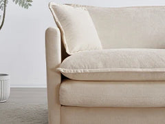 Deep Seat Sectional Sofa, 76.7" Comfy Cloud Couch loveseat with Ottoman, Modern Chenille Upholstered Modular Sofa L Shaped Couch