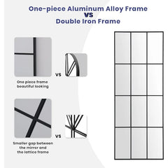Windowpane Mirror Full Length 71"x30" Wall Mounted Art Pane Mirror Farmhouse Decorative Floor Mirror Leaning Hanging Wall