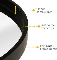 Round Mirror with Wood Frame 24 Inch Circle Wall Mirror for Bathroom Round Wall Mirror for Wall Decor, Vanity,