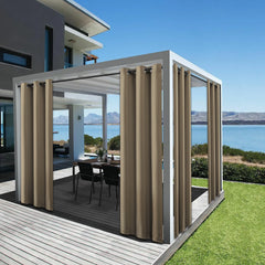 4 Panels Outdoor Curtains for Patio - Waterproof Blackout Curtains & Drapes Windproof UV Protection for Porch Gazebo Pergola