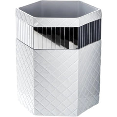 White Bathroom Accessories Set - includes: Trash Can, Tissue Box Cover, Soap Dispenser, Toothbrush Holder, Tumbler & Soap Dish