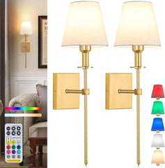 Wall Lights Battery Operated Wall Sconces Set Of 2,Rechargeable Wall Light With Wireless Remote Dimmable,12 Colors Modes