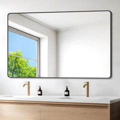 Bathroom Mirror for Wall, 55x36 Inch Rectangle Mirrors with Metal Frame, Modern Vanity Wall Mirror Decor for Entryway Hangs,