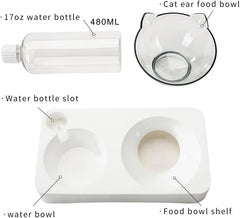 Tilted cat bowl set for food and water, high-footed bowl for puppies
