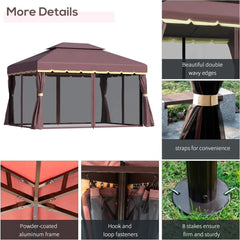 10 'x 13' terrace pavilion, outdoor pavilion sunshade with mesh and curtains, suitable for gardens