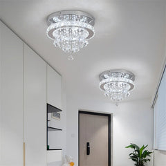 Crystal Chandelier Chrome Ceiling Lamps Led Flush Mount Stainless Steel Fixture Aisle Light Lustre Dining Room Living Room Decor