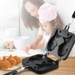 Double Fish Shaped Taiyaki Dessert Waffle Cake Maker Pan Non Stick Taiyaki Cooking Bakeware Aluminum Alloy Taiyaki Baking Pan
