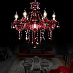 Red 6 Lights K9 Crystal Candle Chandeliers Lighting Modern Pendant Lights Crystal Modern Chandelier Candle Chandelier Lighting