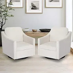 Accent Chairs for Living Room Set of 2 - Upholstered 360° Swivel Accent Chair with Track Arms, Swivel Barrel Chair Arm Club Chai