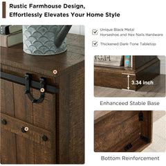 Farmhouse 75" TV Stand for 80 85 Inch TV, Rustic Media Console Table with Sliding Barn Door, Large Highboy Entertainment Center