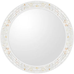 White Mirrors for Wall , Natural Mother of Pearl Inlay Mosaic Framed Rectangle Mirror for Bathroom, Bedroom or Entryway
