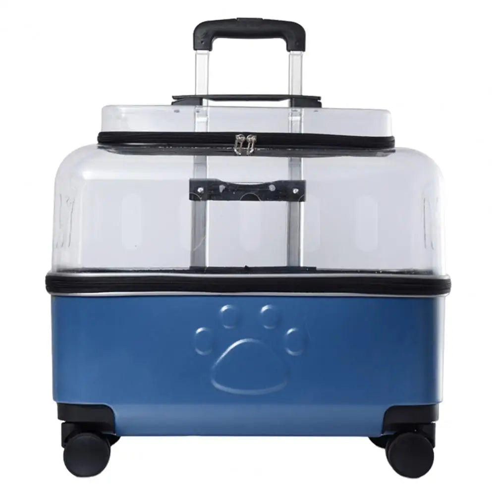 Cat Carrier with Wheels Transparent Pet Carrier Cat Trolley Case with Breathable Holes Large Cat Backpack for Travel Hiking
