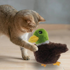 Chirping Bird Cat Toy Interactive Flapping Wings Plush Bird Toy Battery Operated Stimulate Animal Kitten Toy