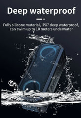 STONEGO Portable Bluetooth Speaker Wireless Flash Light Speaker TWS Bass Stereo IPX7 Waterproof Loudspeaker FM 12H Playtime