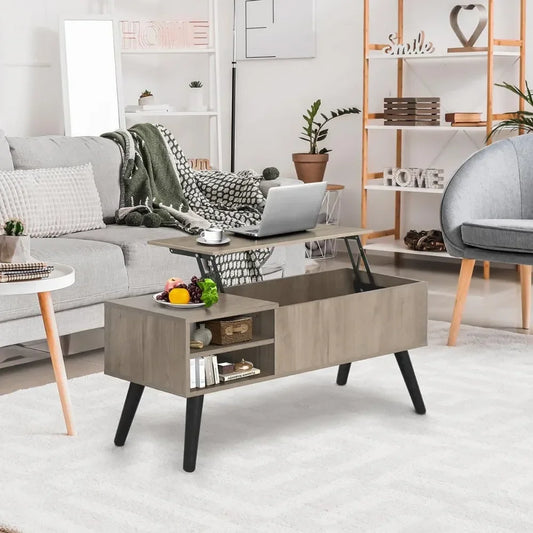 Modern Lift-Top Coffee Table with Hidden Storage – Versatile Adjustable Table for Living Room, Dining & Work