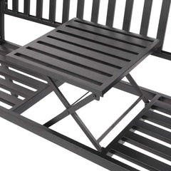 Outdoor Metal Bench Patio Bench with Built in Table Park Bench Garden , Outside Benches Weather Proof Front Porch