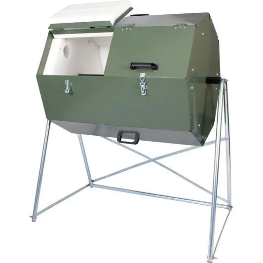 Jora Composter JK 270 - Outdoor Dual Chamber Compost Tumbler - 70 Gallon - Galvanized Steel Construction