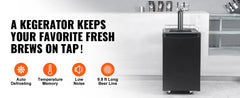 SucceBuyBeer Kegerator Dual Tap Draft Beer Dispenser Full Size Keg Refrigerator with CO2 Cylinder Shelves Drip Tray & Rail Black