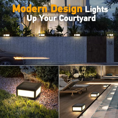 Solar Post Lights Outdoor Waterproof, Porch Fence Cap Aluminum Deck Lamp for Flat Garden Decor with IP54 Waterproof E26 Bulb