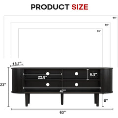 63'' TV Stand, TV Stands for Living Room, Entertainment Center with Storage and Sliding Door for 50/55/60/65 inch TV,