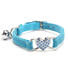 Heart Charm and Bell Cat Collar Safety Elastic Adjustable with Soft Velvet Material 5 colors pet Product small dog collar Gatos