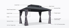10' X 14' Gazebo Outdoor Gazebo with Dual-Layer Galvanized Steel Double Roof for Patio Lawn Garden Aluminum Gazebo