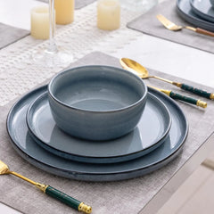 Dinnerware Sets for 4,Round Reactive Glaze Ceramic Plates and Bowls Set,Highly Chip and Crack Resistant | Dishwasher Dishes