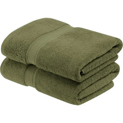 Egyptian Cotton Pile Bath Towel Set of 2, Ultra Soft Luxury Towels, Thick Plush Essentials, Absorbent Heavyweight, Guest Bath