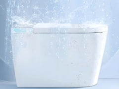 Smart Toilet with Bidet Built In, Foot Sensor Operation, Elongated Tankless Toilet with Automatic Flush,Heated Bidet Seat